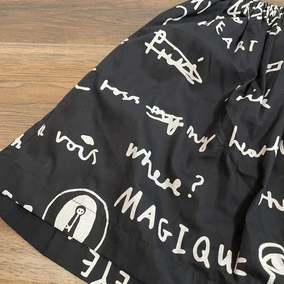 Beau Loves Girls Kids 4-5 Long A-Line Notebook Skirt Black Cotton Elastic Waist - Picture 2 of 6